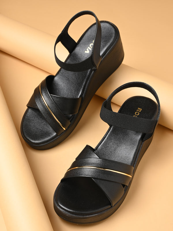Rocia By Regal Black Women Casual Platform Sandal