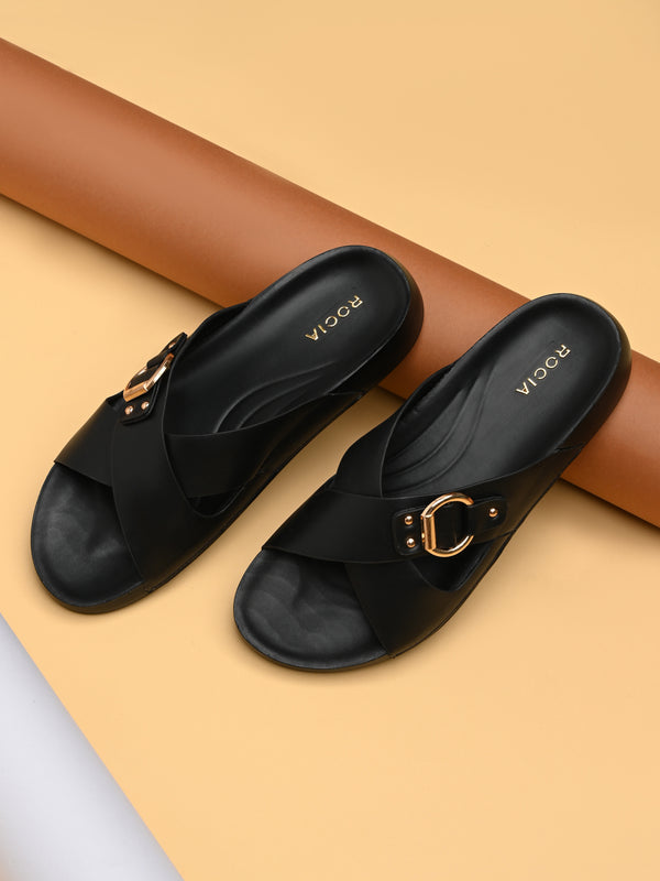 Rocia By Regal Black Women Buckled Stylish Flats