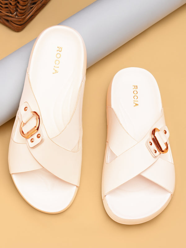 Rocia By Regal White Women Buckled Stylish Flats