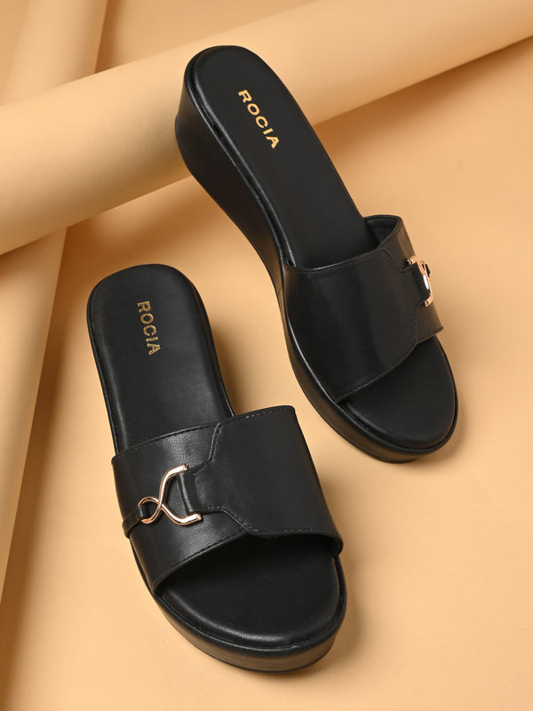 Rocia By Regal Black Women Casual Wedges