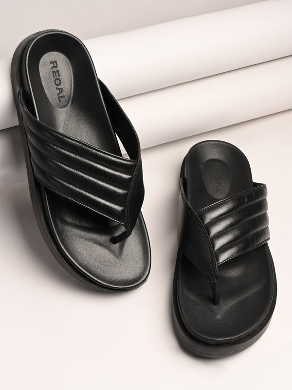 Regal Black Mens Comfort Leather Sandals