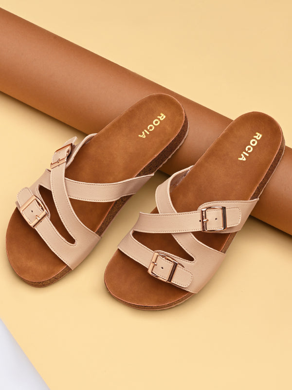 Rocia By Regal Beige Women Strappy Trendy Flats