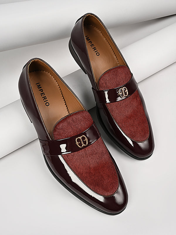 slim fit dress slacks Imperio By Regal Maroon Men Formal Patent Leather Buckled Slip Ons