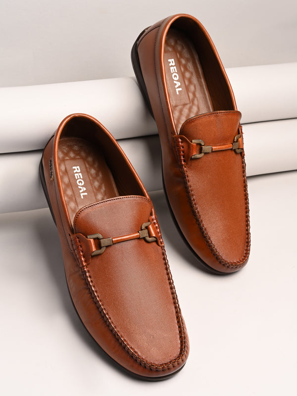 Regal Tan Mens Classic Leather Buckled Loafers