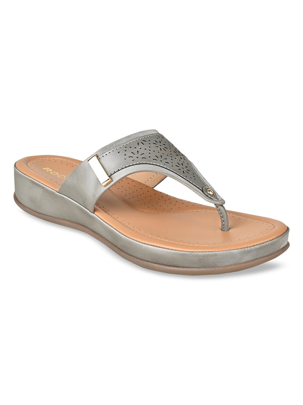 Rocia By Regal Grey Women Laser Cut Comfort Flats