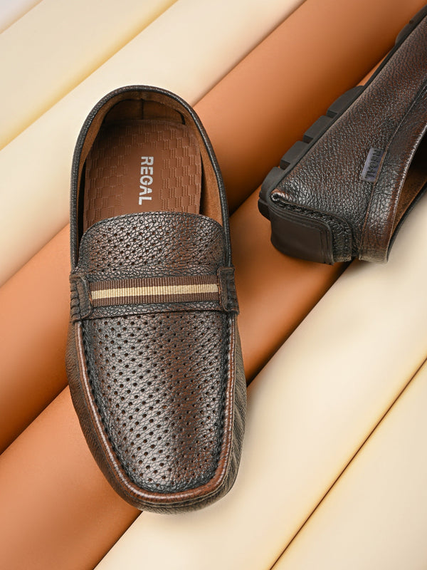 Regal Brown Men Casual Laser Cut Loafer