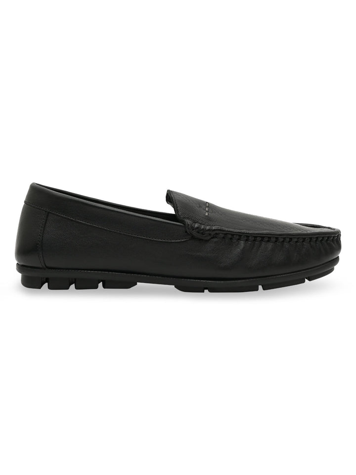 Regal Black Men Textured Casual Driving Loafers