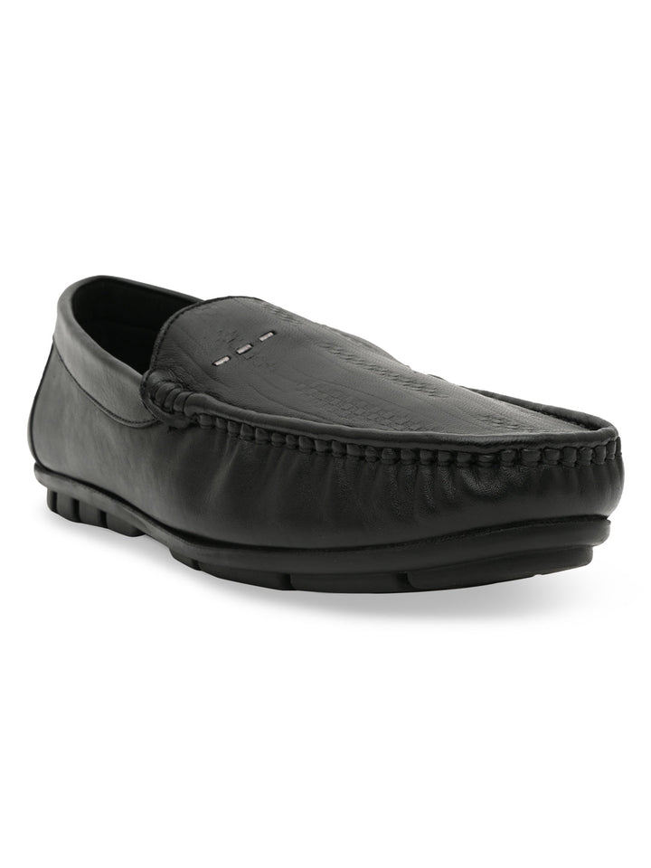 Regal Black Men Textured Casual Driving Loafers