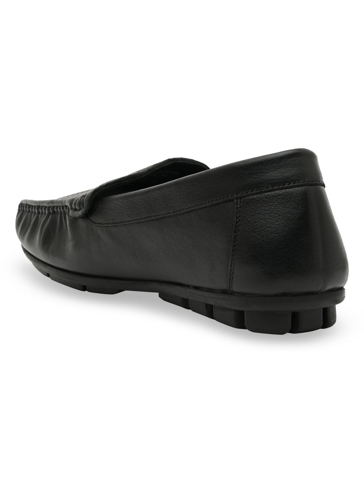 Regal Black Men Textured Casual Driving Loafers