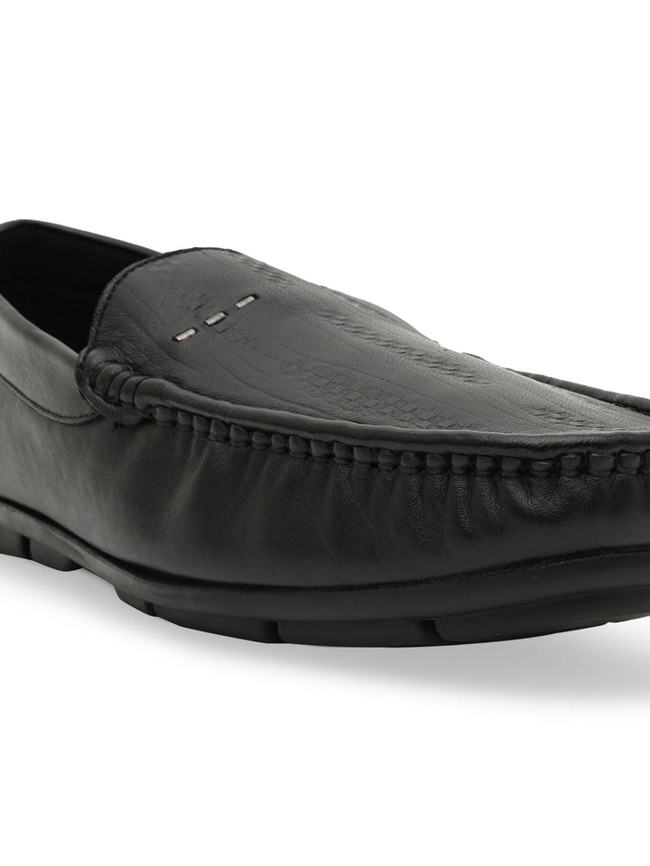 Regal Black Men Textured Casual Driving Loafers