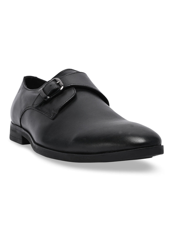Regal Black Men Leather Single Monks