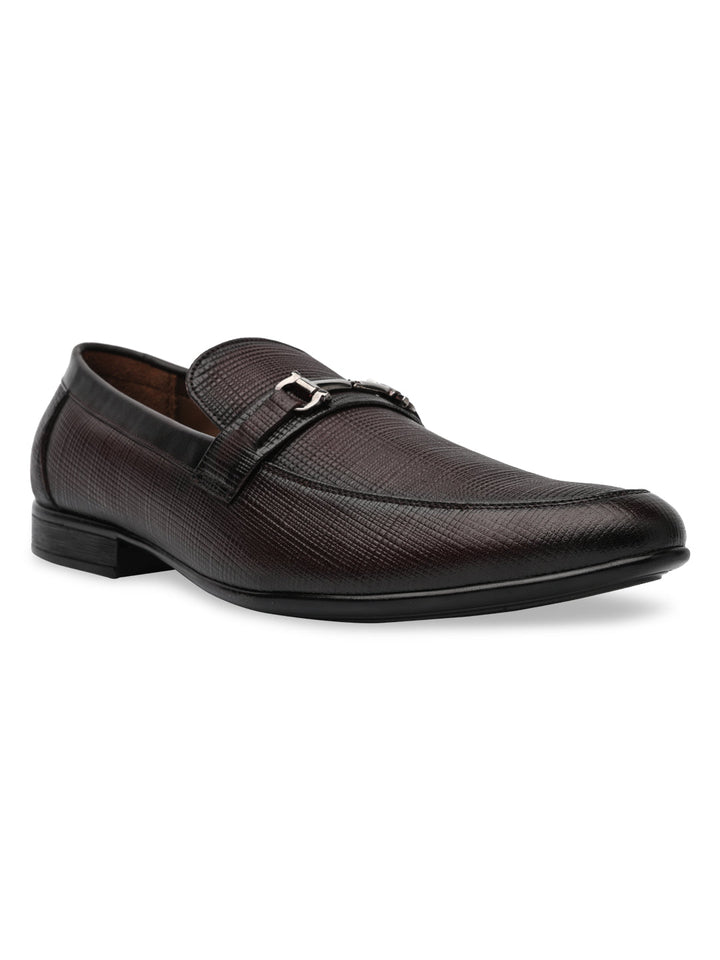 Regal Brown Mens Textured Leather Buckled Slip Ons