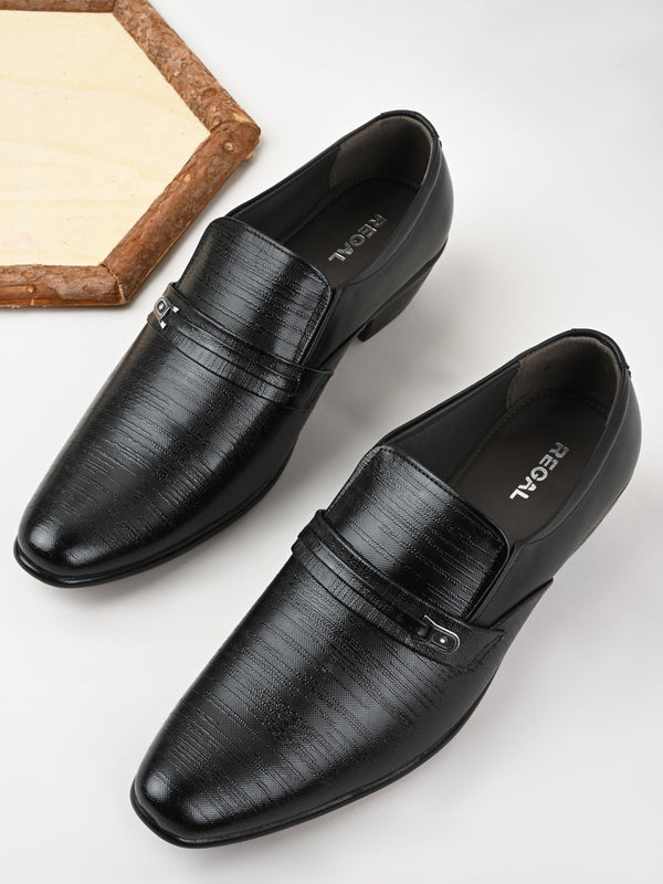 Regal Men Textured Leather Formal Slip Ons
