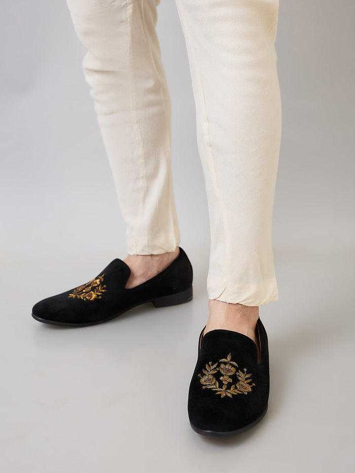 Shop Regal Black Men Embroidered Suede Loafers Online Shop Regal Black Men Embroidered Suede Loafers Online