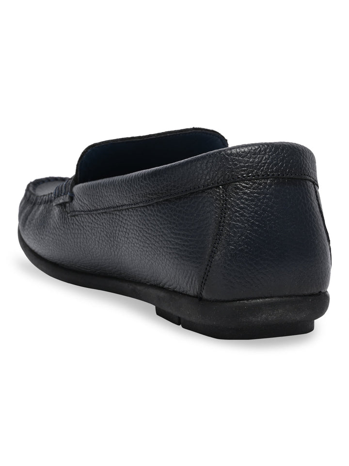 Regal Blue Men Casual Leather Buckled Loafers