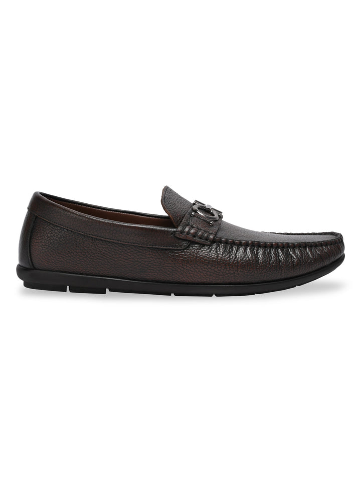 Regal Brown Men Casual Leather Buckled Loafers