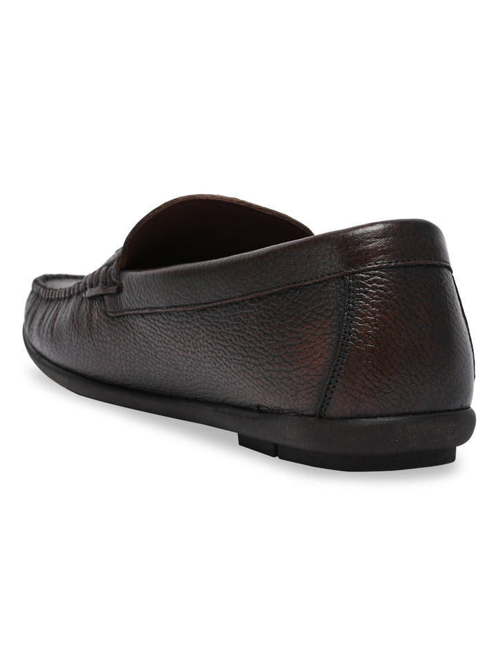 Regal Brown Men Casual Leather Buckled Loafers