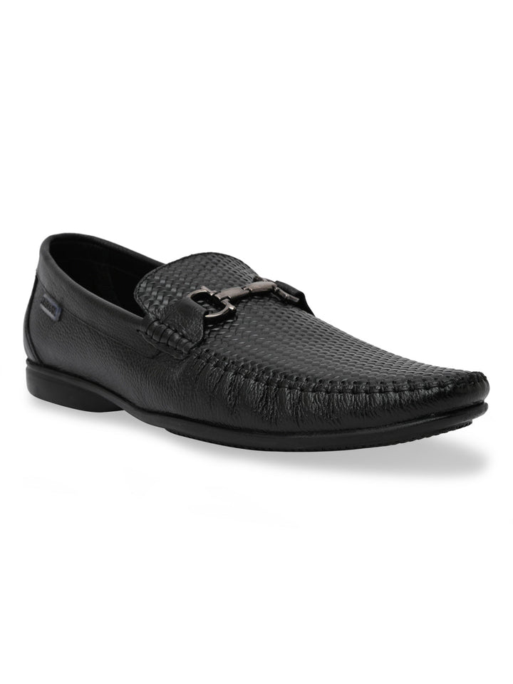 Regal Black Mens Textured Leather Loafers