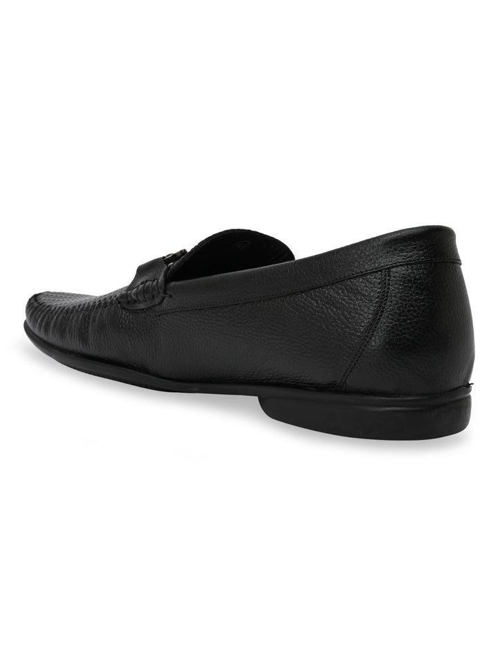 Regal Black Mens Textured Leather Loafers