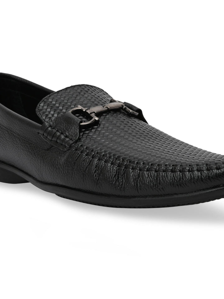 Regal Black Mens Textured Leather Loafers