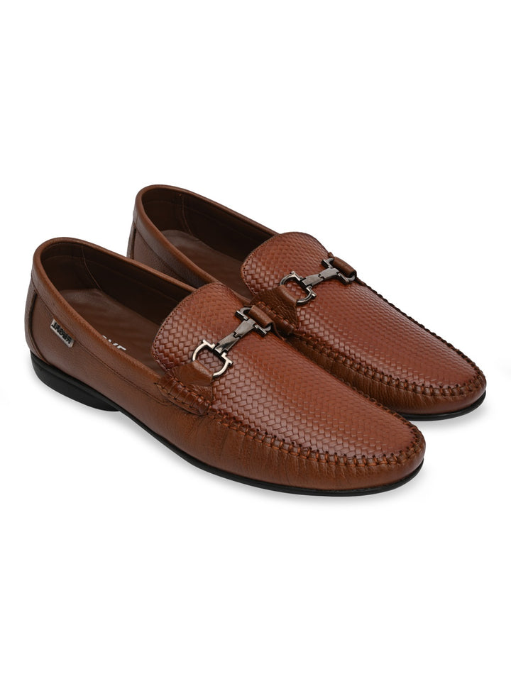 Regal Dark Tan Mens Textured Leather Loafers