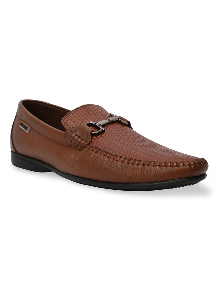 Regal Dark Tan Mens Textured Leather Loafers