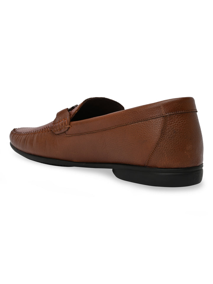 Regal Dark Tan Mens Textured Leather Loafers