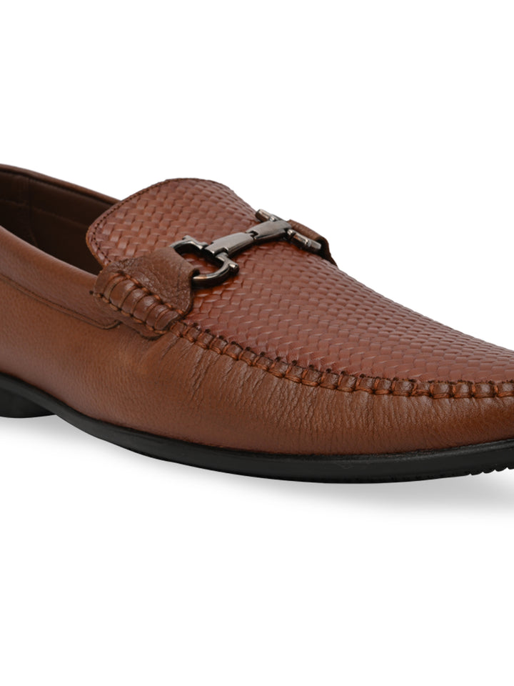 Regal Dark Tan Mens Textured Leather Loafers