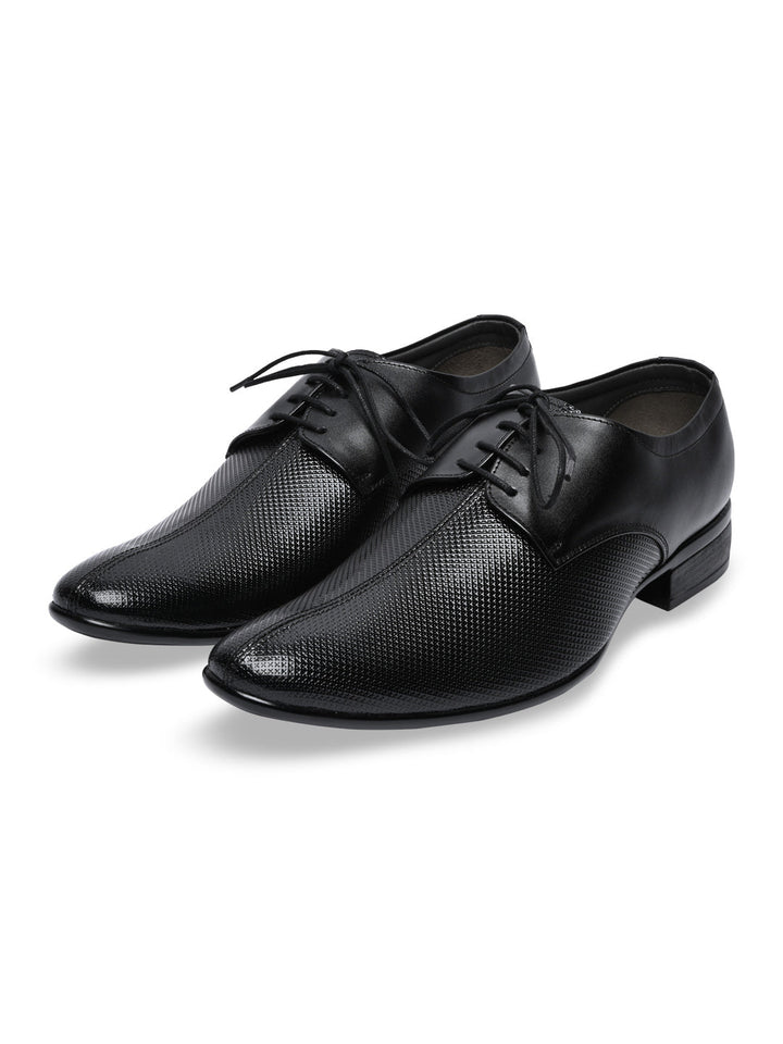 Regal Black Men Formal Textured Leather Lace Ups