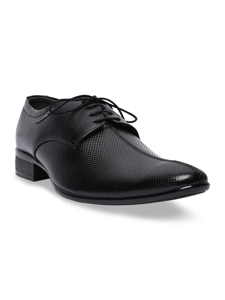 Regal Black Men Formal Textured Leather Lace Ups