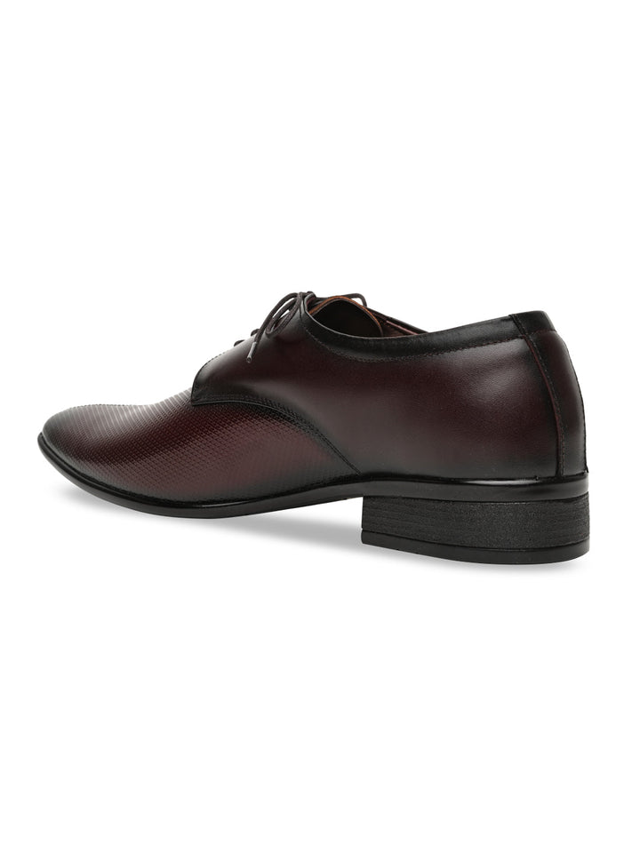 Regal Maroon Men Formal Textured Leather Lace Ups