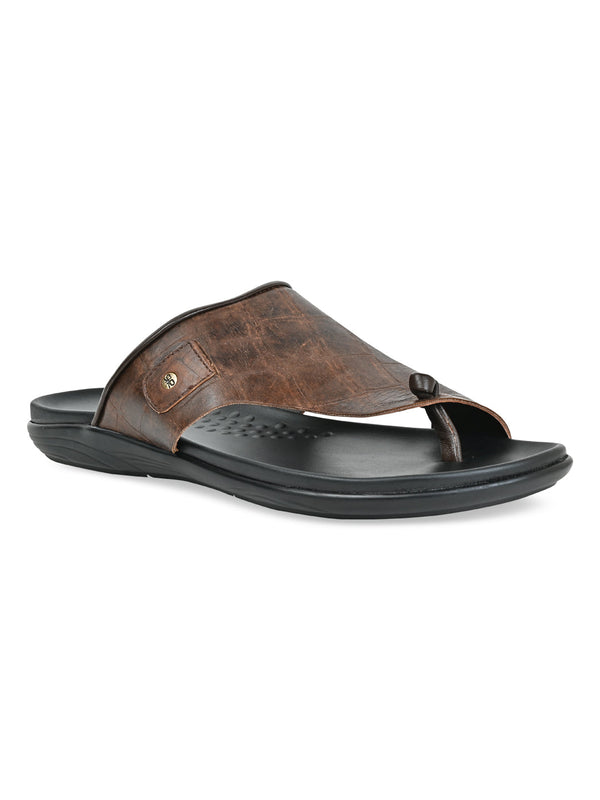 Regal Brown Men Casual Croco Print Sandals