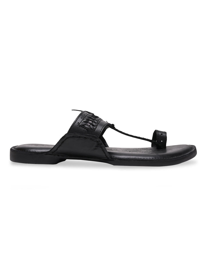 Regal Black Men Leather Casual Kolhapuris