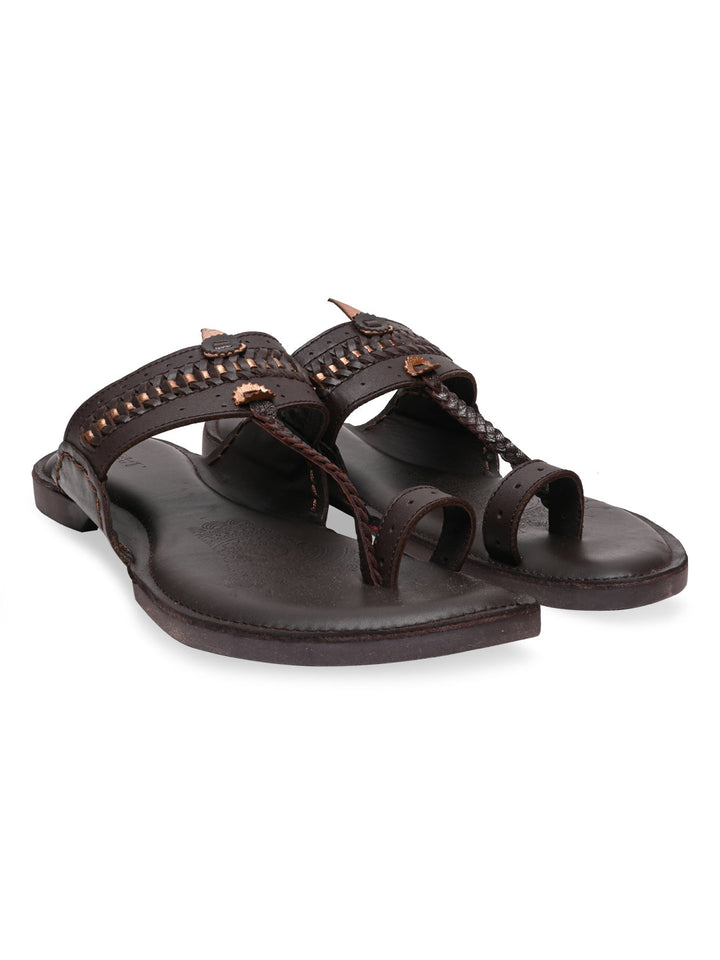 Regal Brown Men Leather Casual Kolhapuris