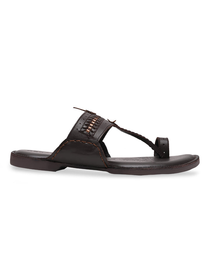 Regal Brown Men Leather Casual Kolhapuris