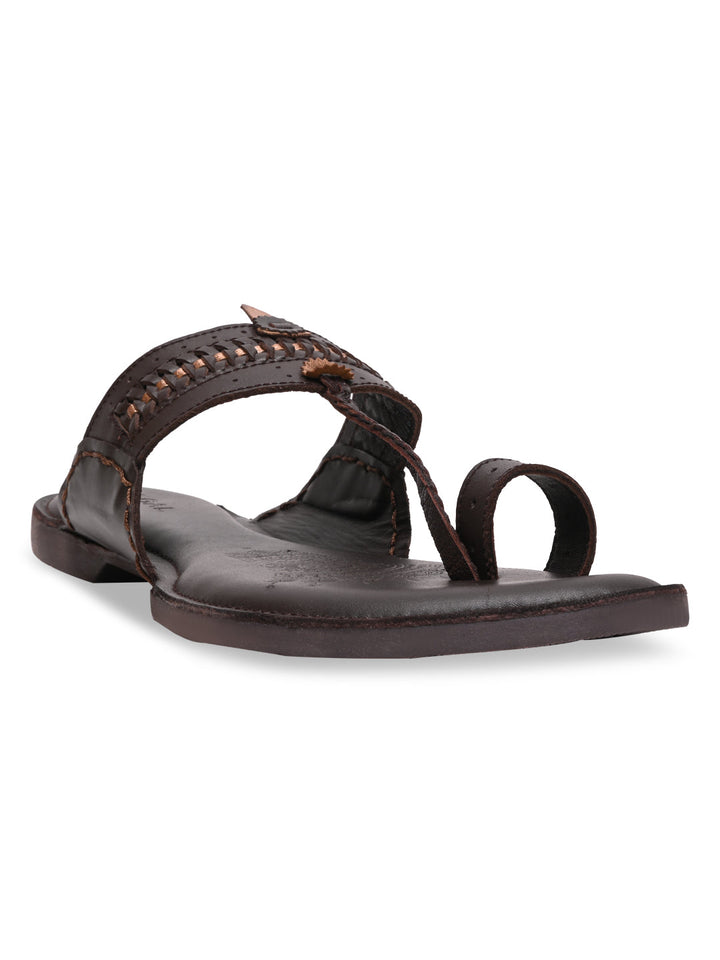 Regal Brown Men Leather Casual Kolhapuris