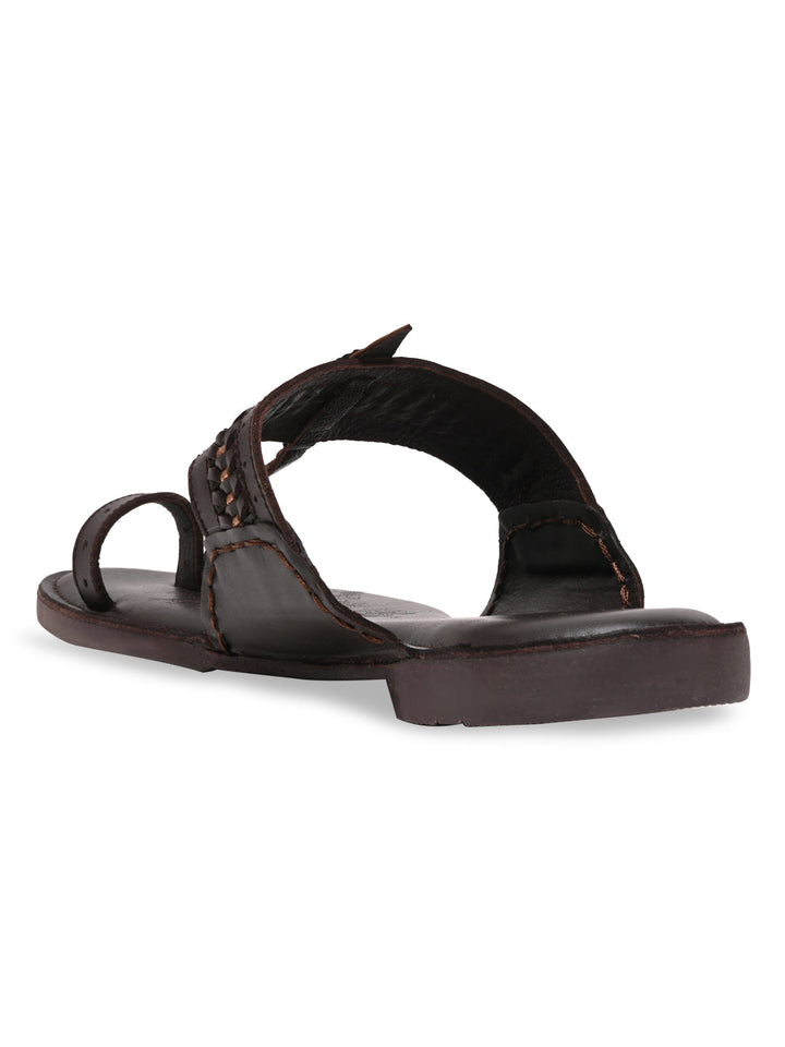 Regal Brown Men Leather Casual Kolhapuris