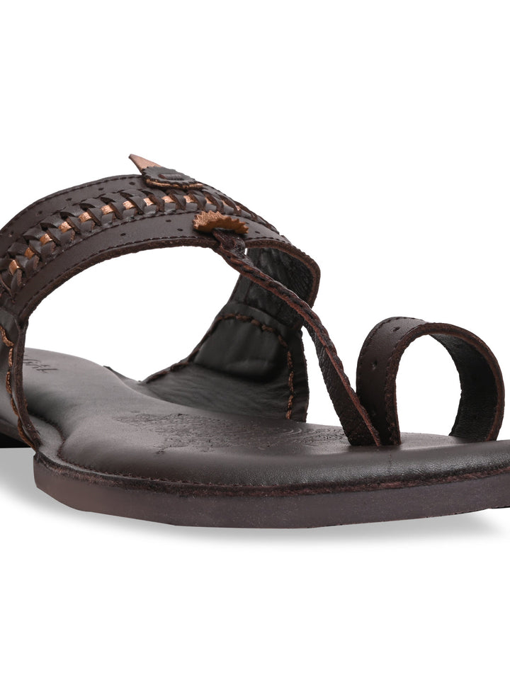 Regal Brown Men Leather Casual Kolhapuris