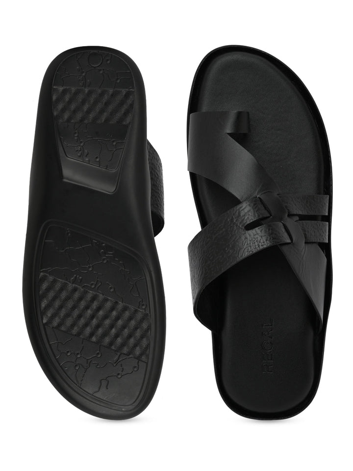 Regal Black Mens Casual Leather Sandals