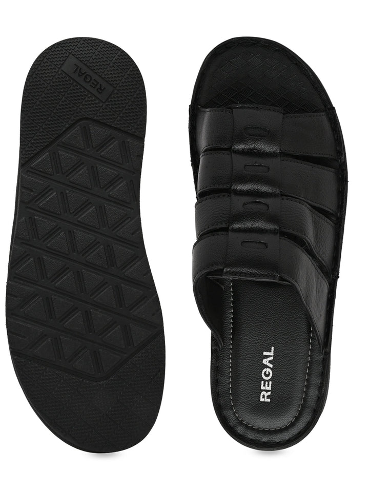 Regal Black Mens Casual Leather Sandals