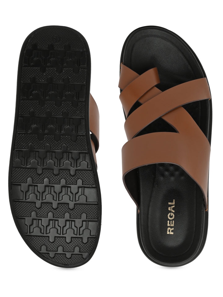 Regal Dark Tan Mens Casual Leather Sandals