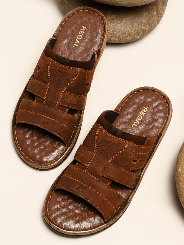 Regal Tan Men Casual Leather Sandals