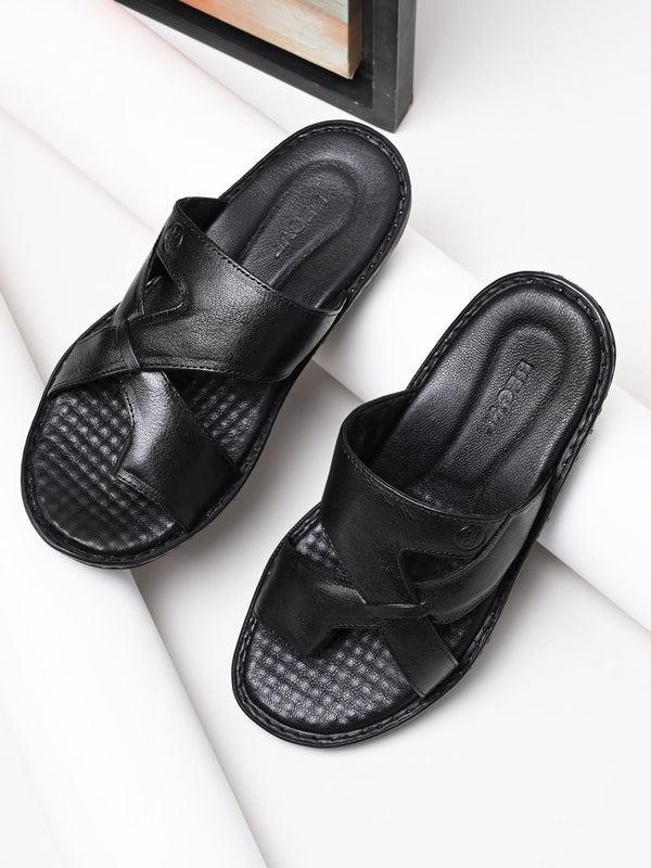 Regal Black Men Leather Sandals