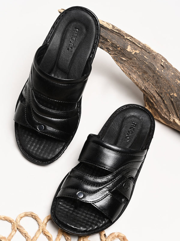 Regal Black Men Comfort Leather Sandals