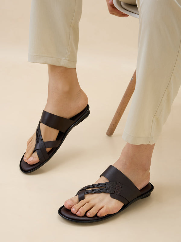 Regal Brown Men Casual Leather Sandals