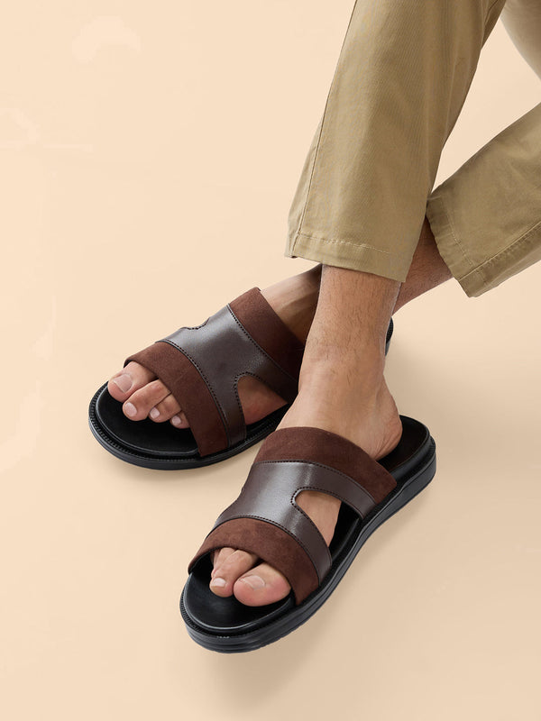 Regal Brown Men Smart Casual Suede Combo Sandals