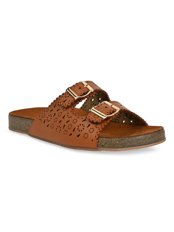 Rocia By Regal Tan Women Casual Laser Cut Flats