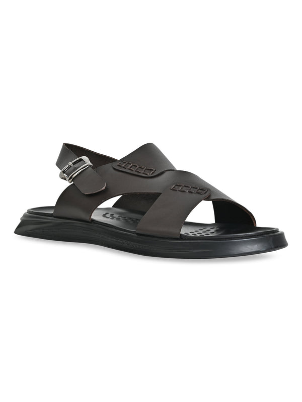 Regal Brown Men Casual Leather Back Strap Sandals