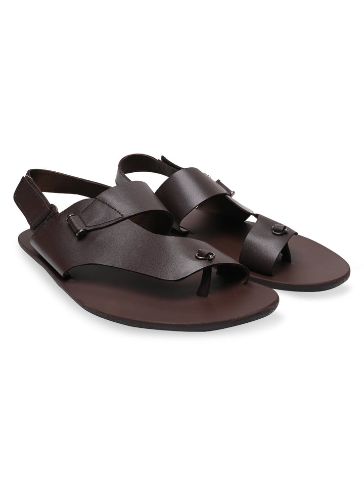 Regal Brown Men Leather One Toe Sandals