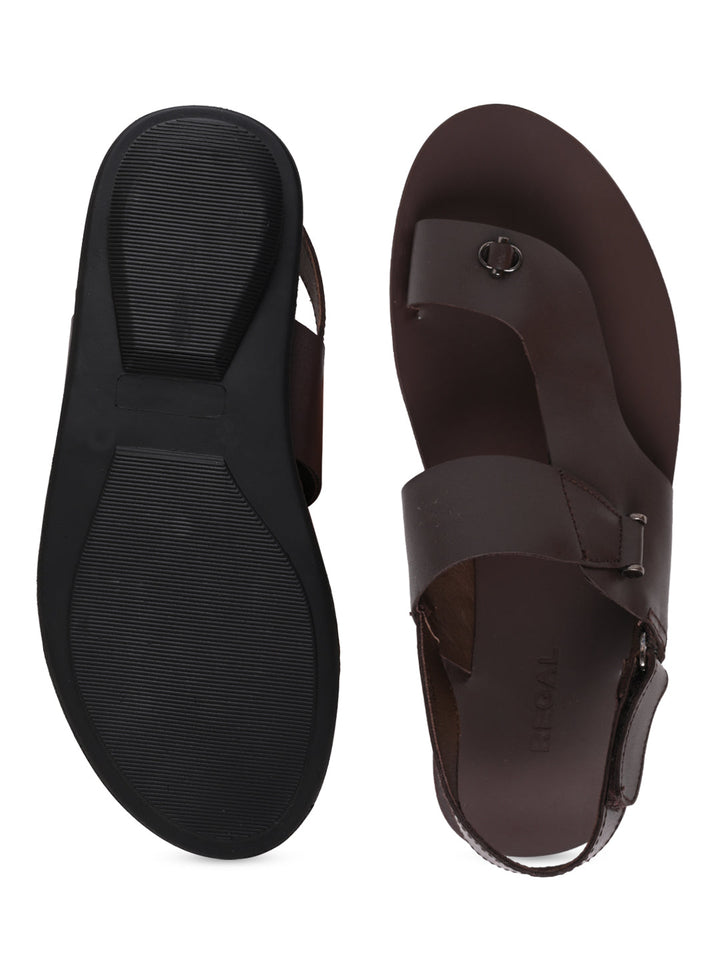 Regal Brown Men Leather One Toe Sandals